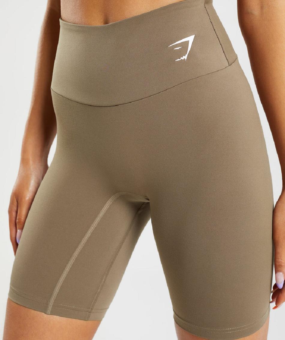 Szorty Damskie Gymshark Treningowe Cycling Brązowe | PL 2360OKI